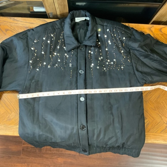 VINTAGE Adam Douglass 100% silk 80’s 90’s oversized embellished black jacket L - Picture 12 of 13